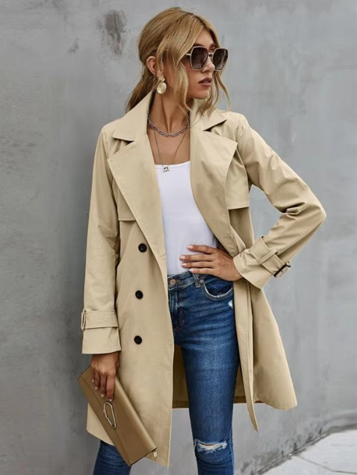 Mathilda – Casual trenchcoat met lange mouwen