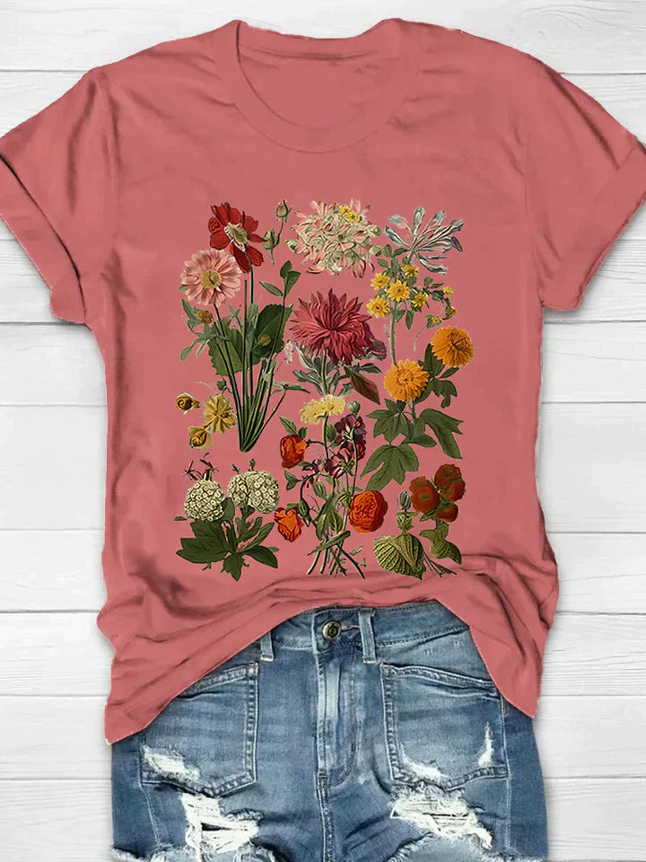 Lorelei - Vintage dames t-shirt met bloemenprint