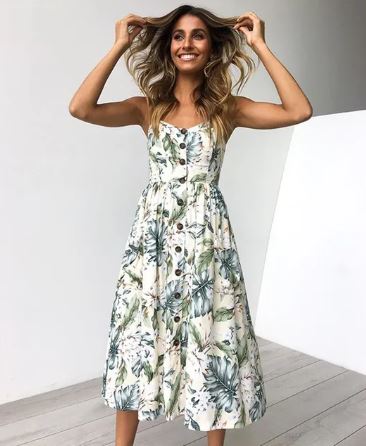 Susan - Zomerse sexy midi-jurk met strandprint