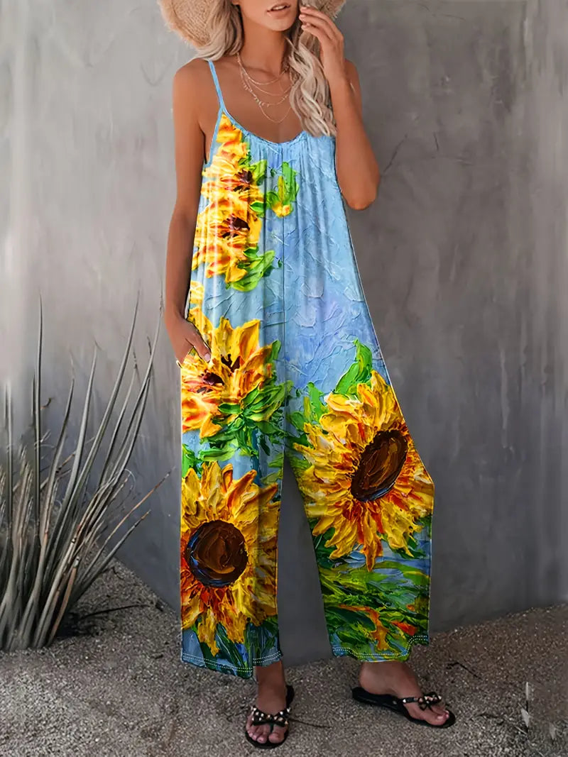 Dixie - Jumpsuit met zonnebloemprint