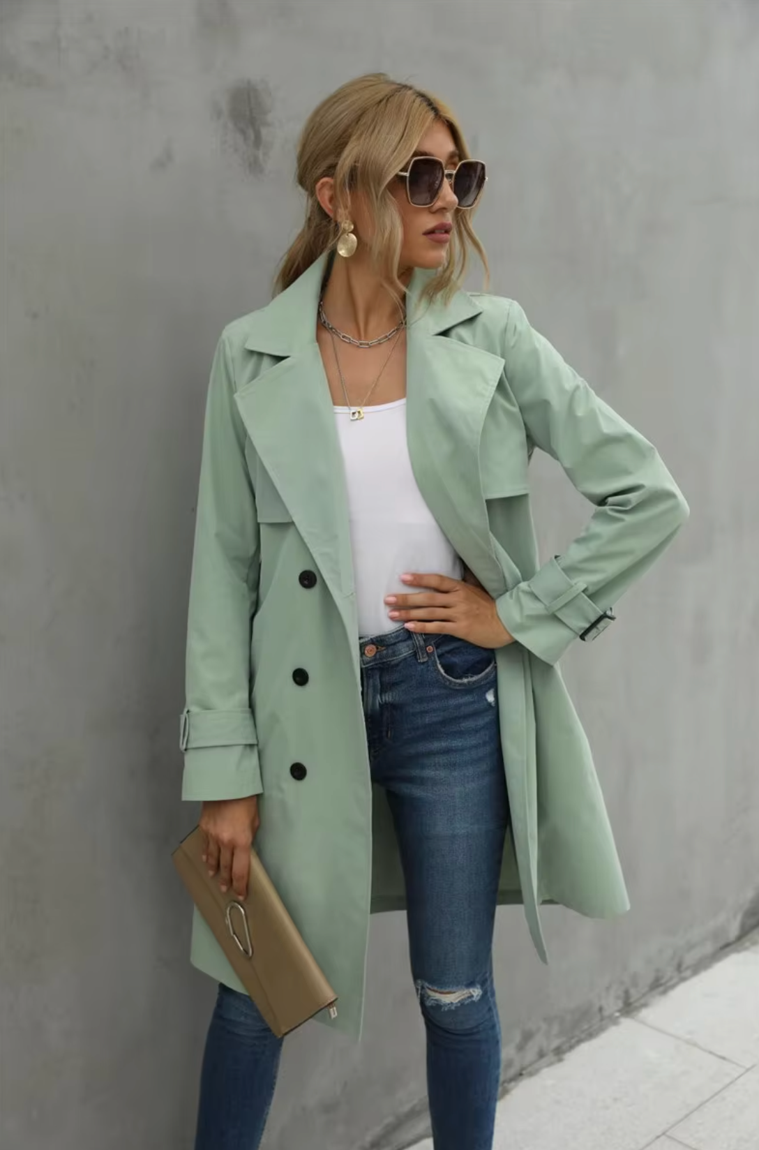 Mathilda – Casual trenchcoat met lange mouwen