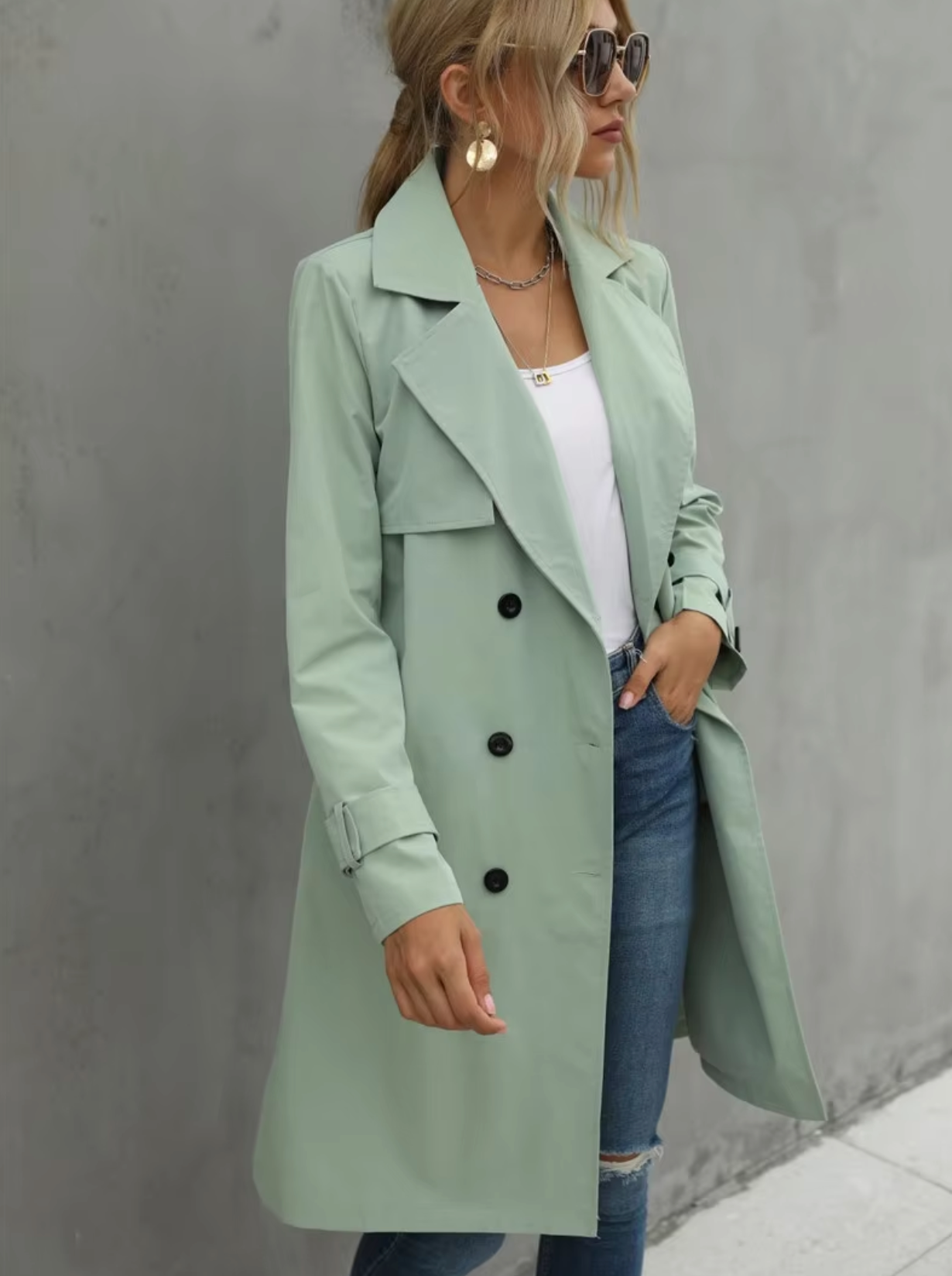 Mathilda – Casual trenchcoat met lange mouwen