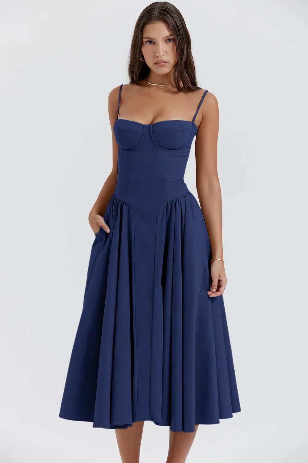 Dahlia - Elegante geplooide strapless jurk