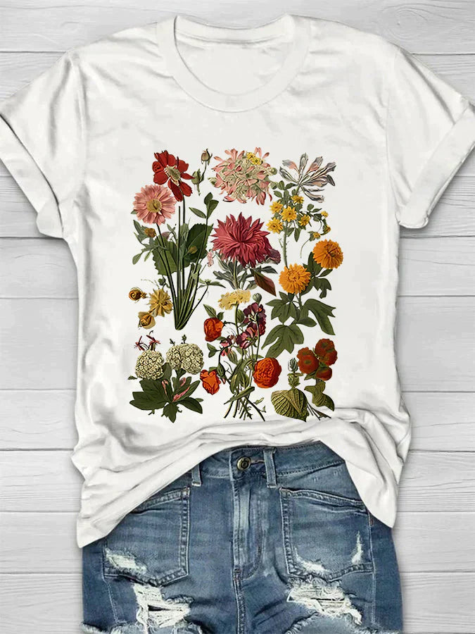 Lorelei - Vintage dames t-shirt met bloemenprint