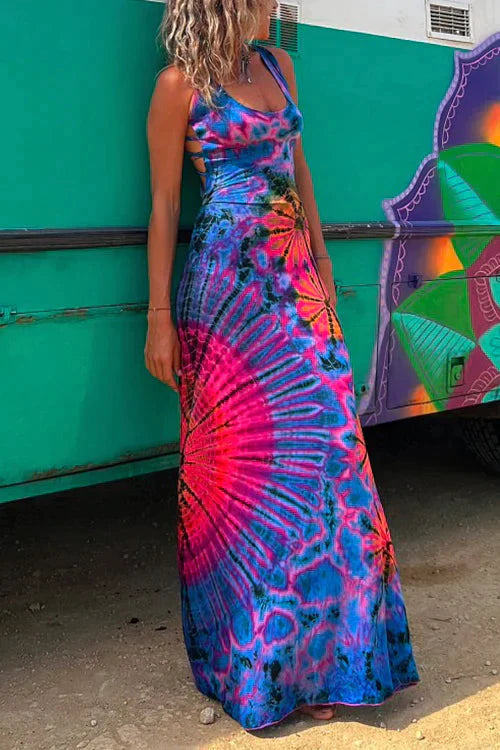 Layiah - Maxi jurk met kant en Tie-Dye print